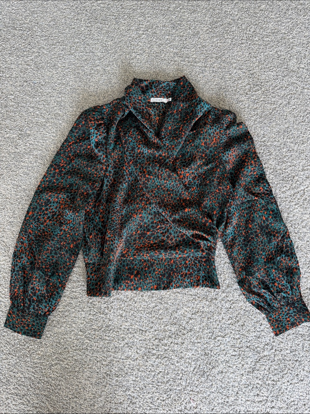 Lush Teal & Rust Animal Print Blouse